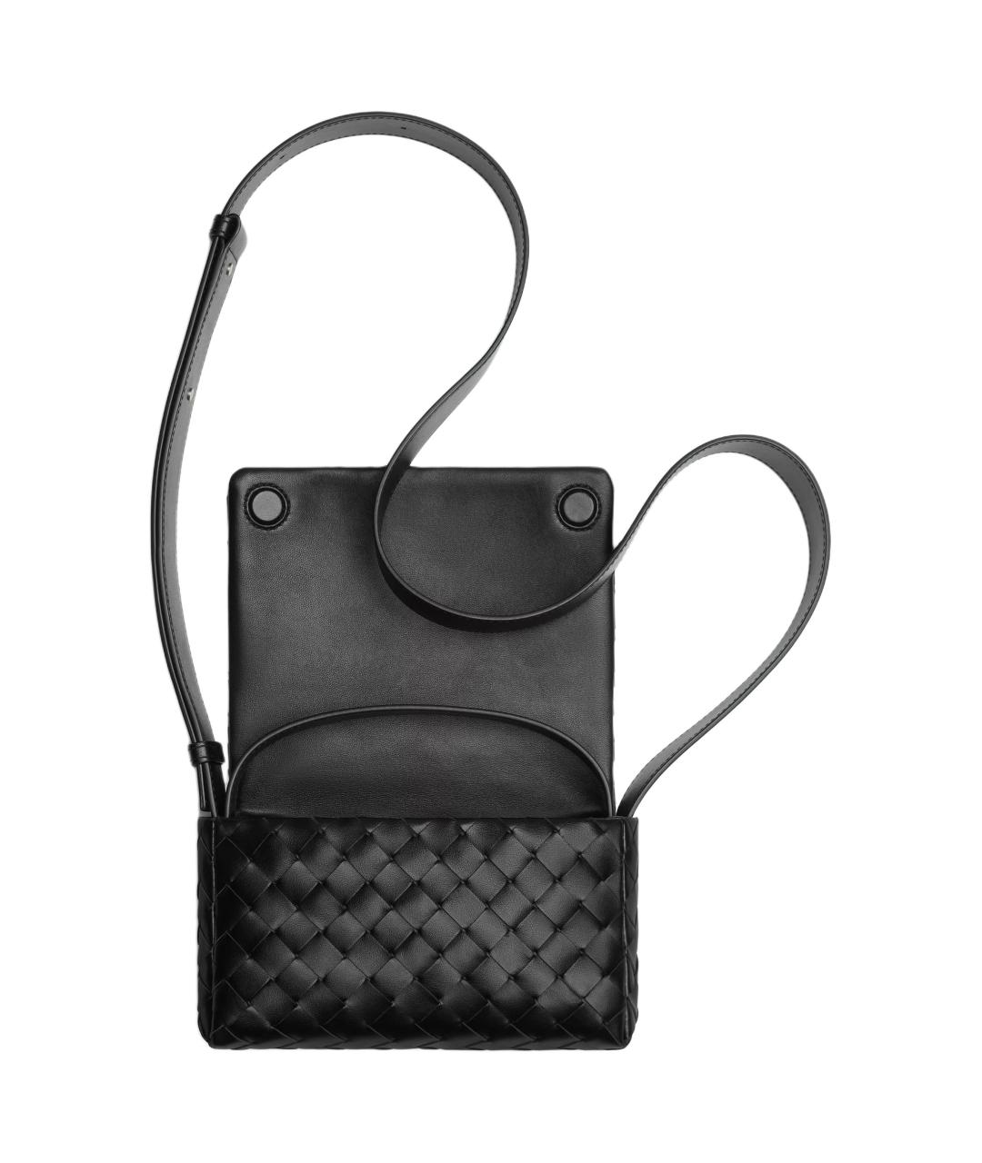 BOTTEGA VENETA Черная кожаная сумка на плечо, фото 4