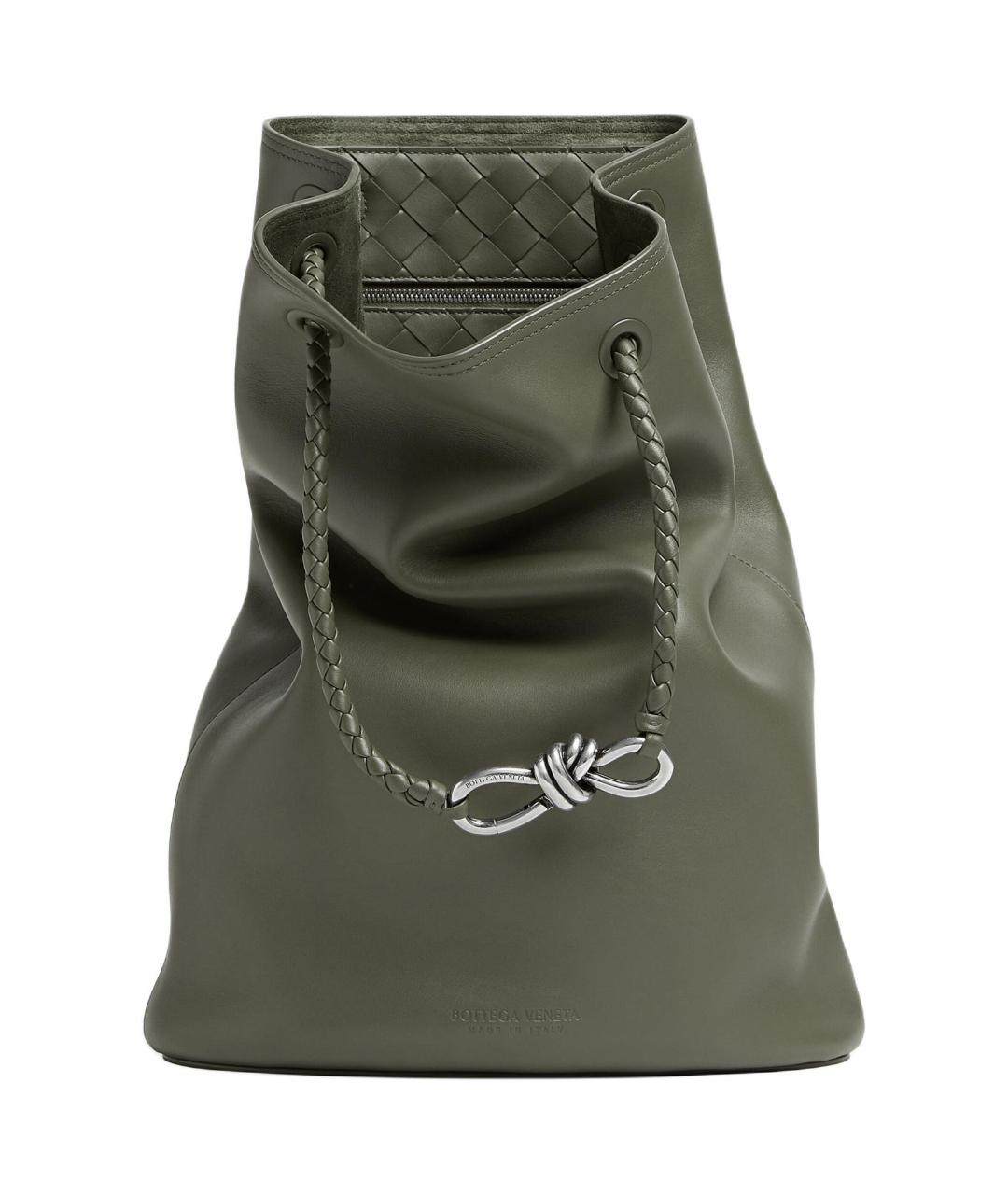 BOTTEGA VENETA Зеленый кожаный рюкзак, фото 5