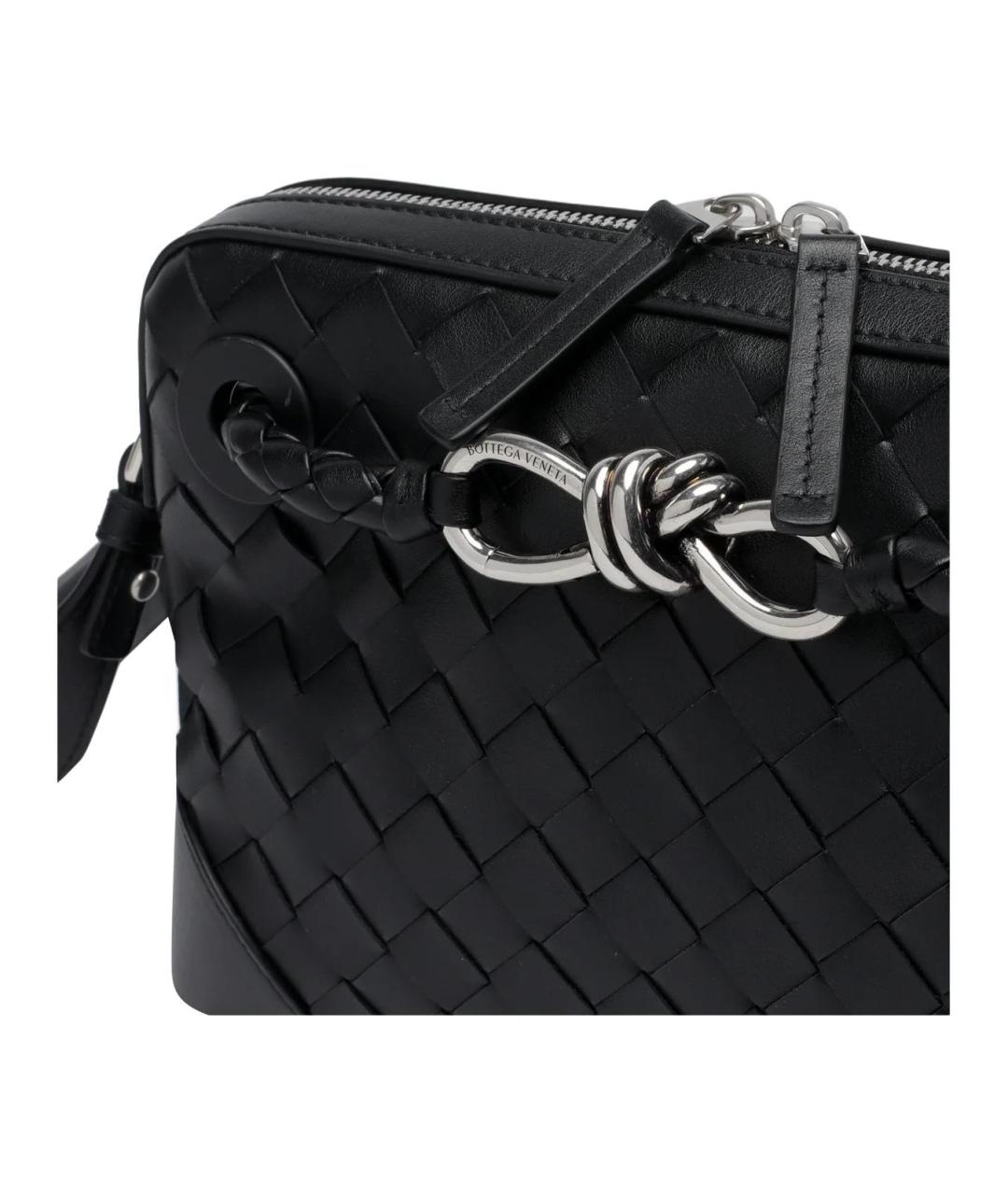 BOTTEGA VENETA Черная кожаная сумка на плечо, фото 4