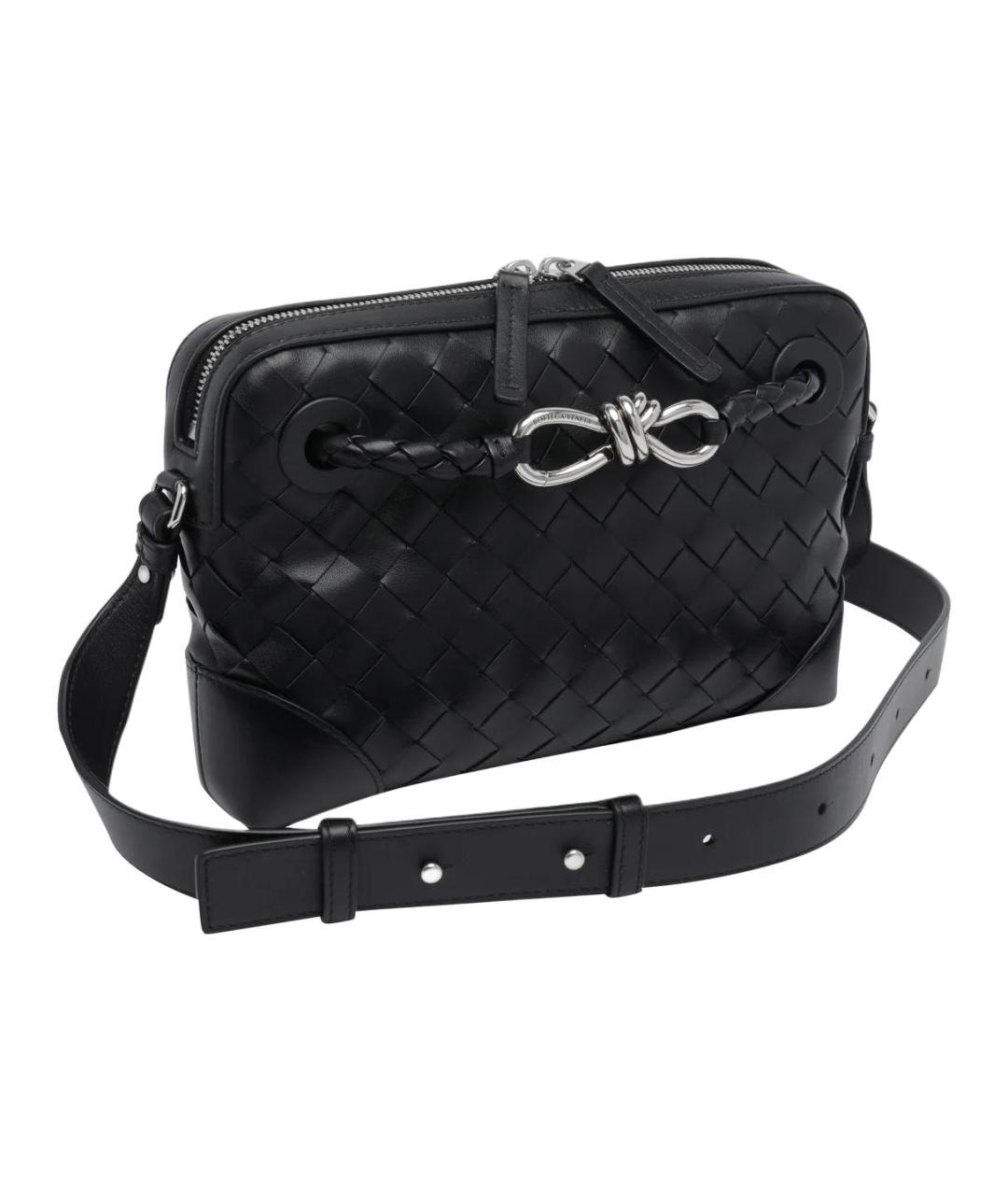 BOTTEGA VENETA Черная кожаная сумка на плечо, фото 2