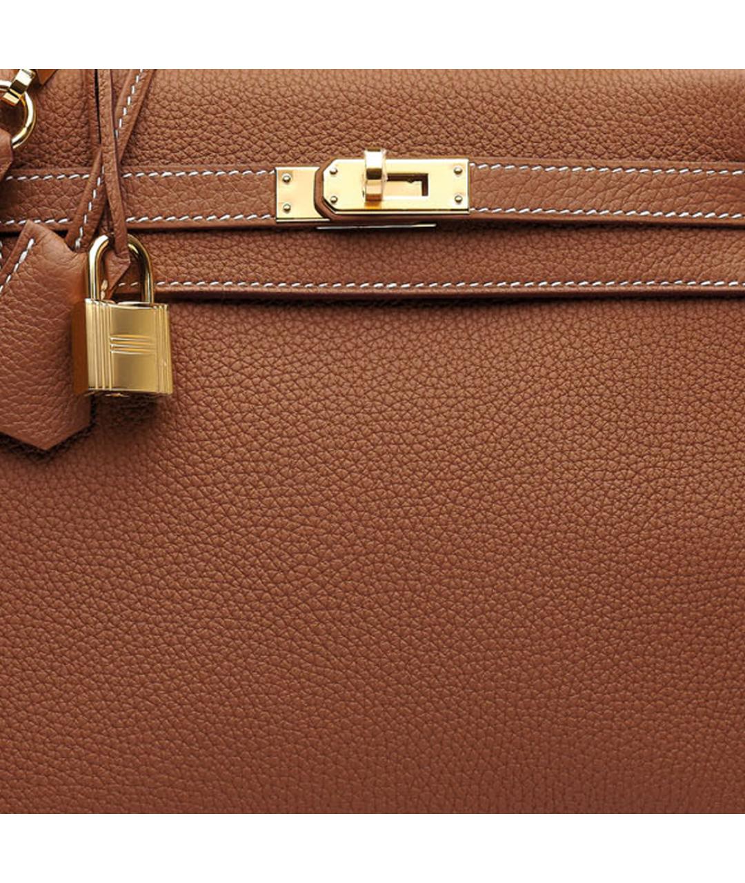 HERMES Коричневая кожаная сумка с короткими ручками, фото 5
