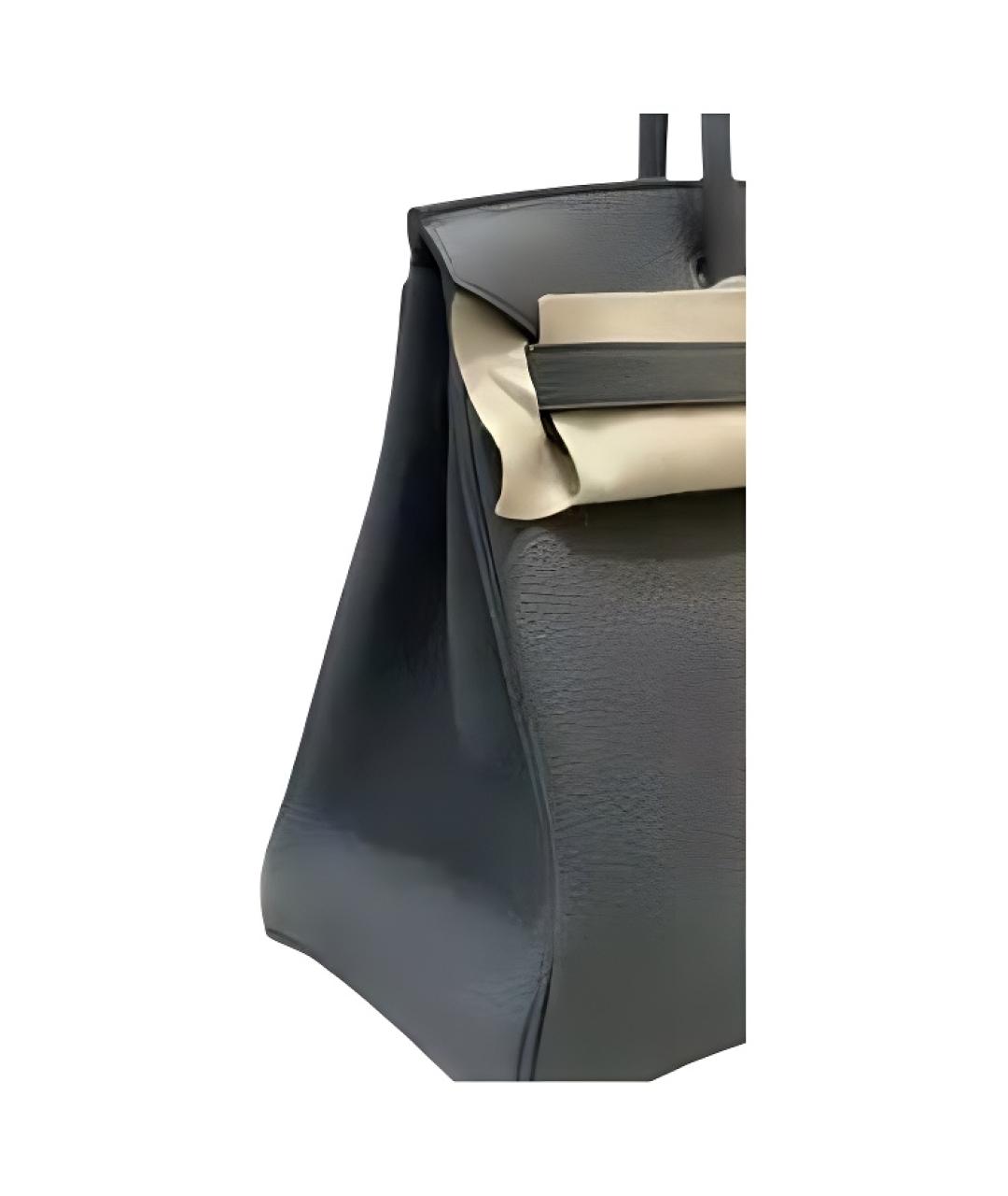 HERMES Серая кожаная сумка с короткими ручками, фото 5