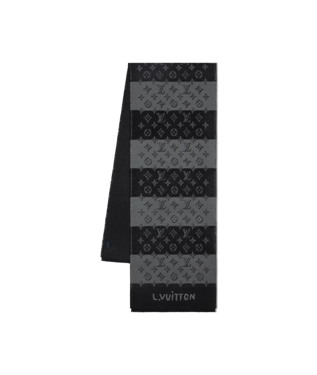 LOUIS VUITTON Черный шерстяной шарф, фото 3