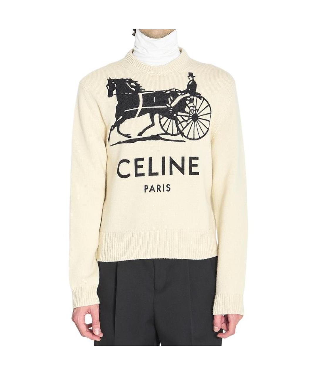 CELINE Бежевый кашемировый джемпер / свитер, фото 3