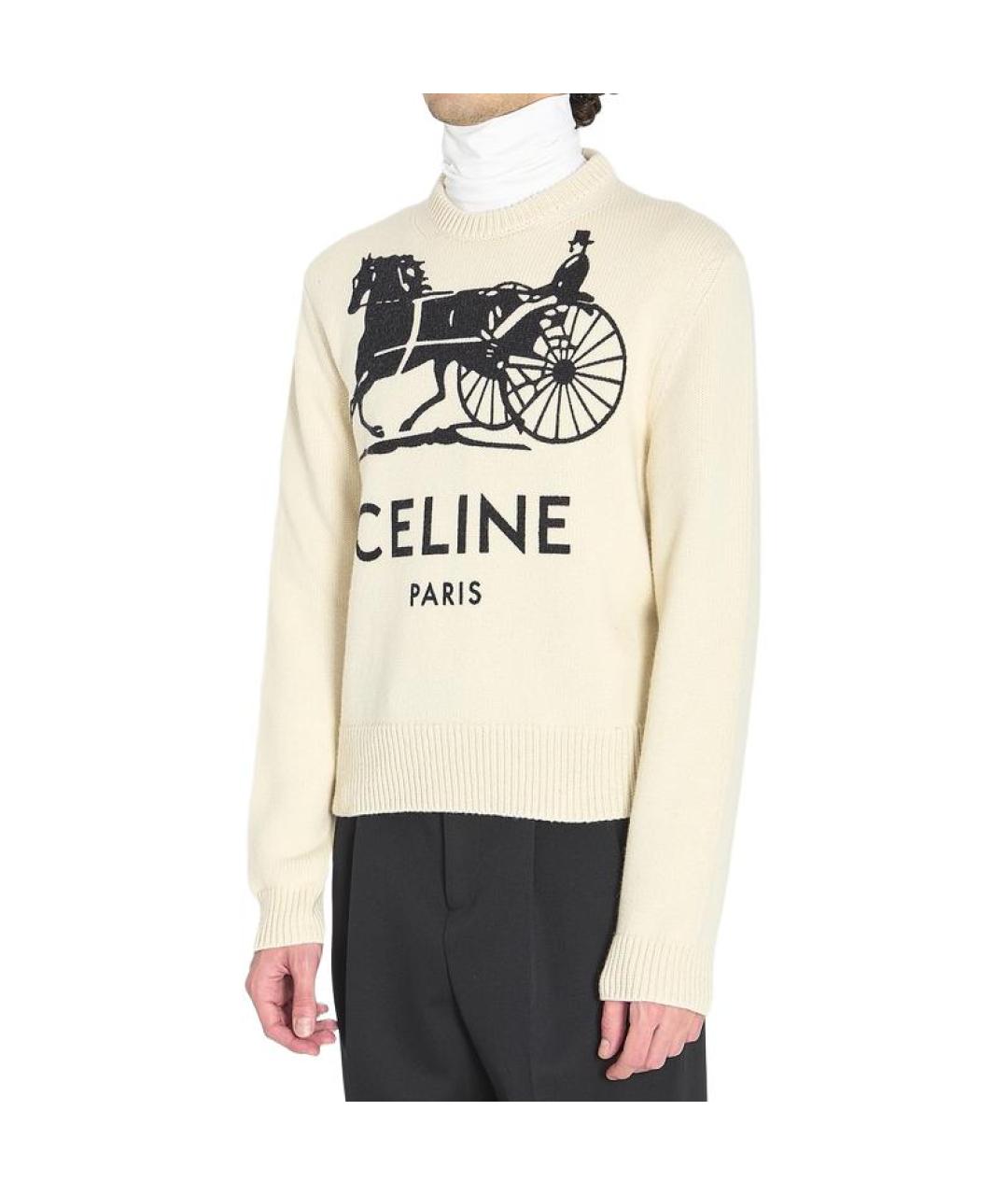 CELINE Бежевый кашемировый джемпер / свитер, фото 5