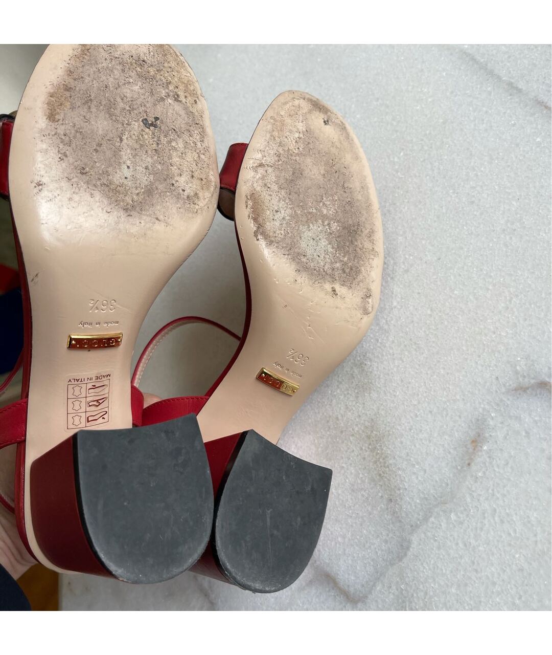 GUCCI Красные кожаные босоножки, фото 6