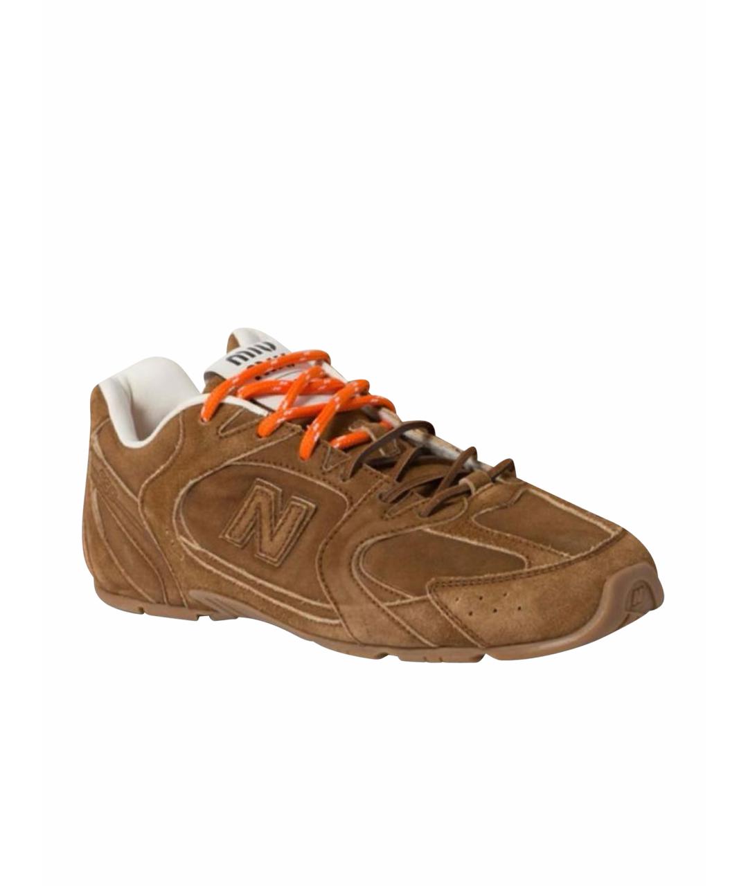 MIU MIU Коричневые замшевые кеды, фото 1