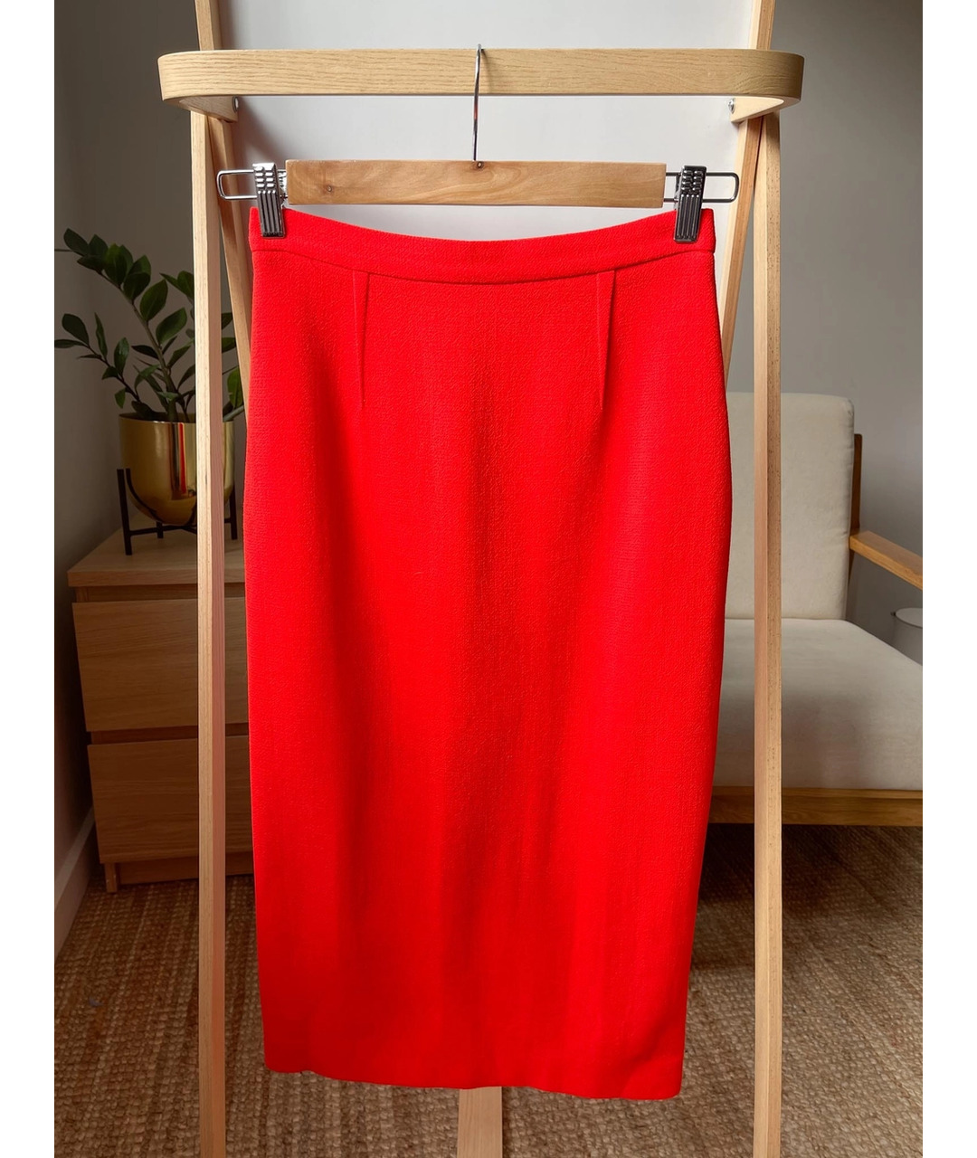ROLAND MOURET Красная шерстяная юбка миди, фото 5