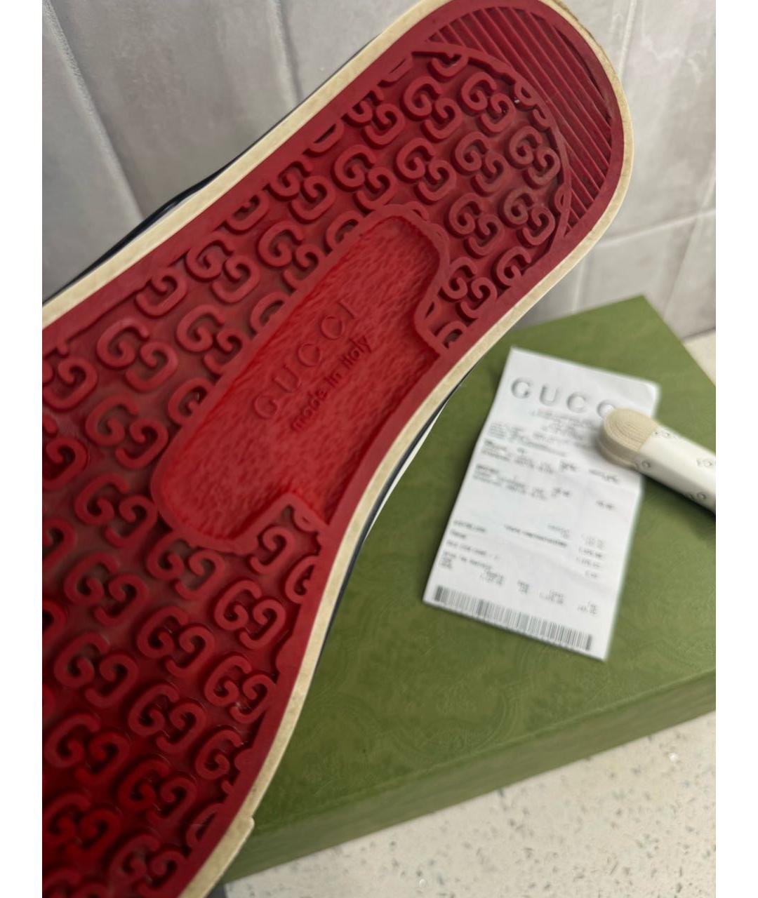 GUCCI Коричневые текстильные кеды, фото 4