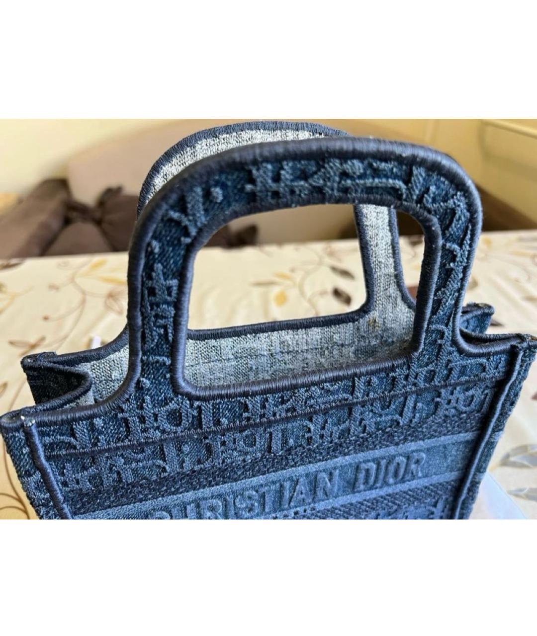 CHRISTIAN DIOR Темно-синяя тканевая сумка тоут, фото 4