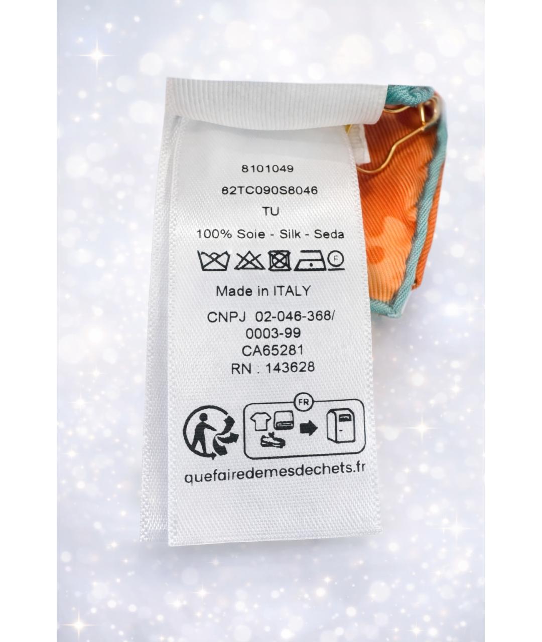 CHRISTIAN DIOR Оранжевый шелковый платок, фото 3