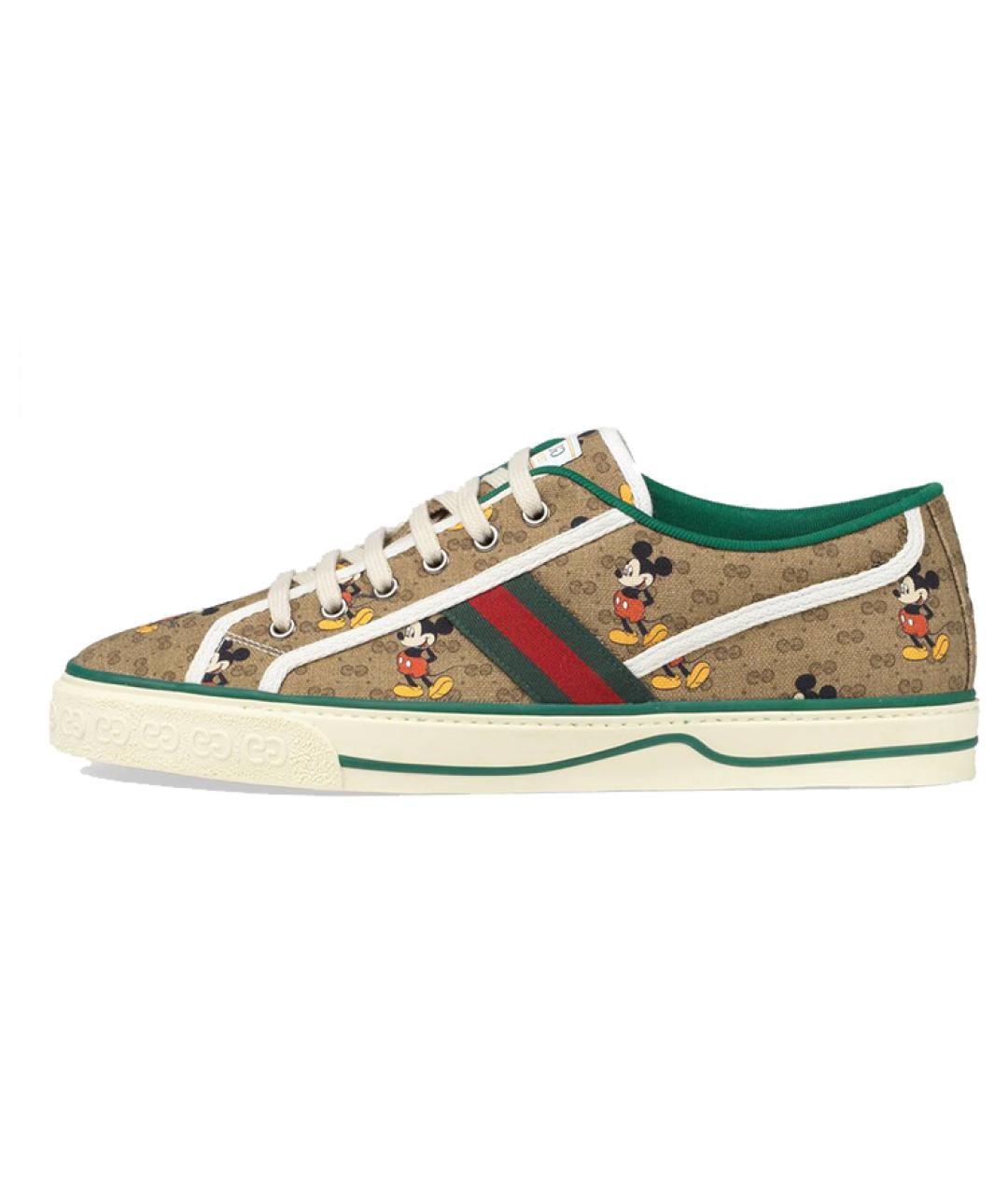 GUCCI Бежевые текстильные низкие кроссовки / кеды, фото 2
