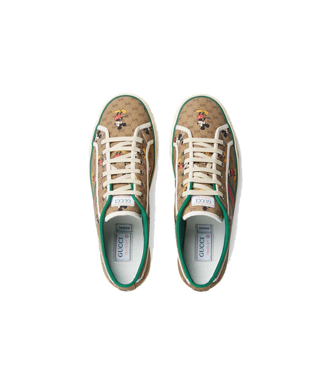 GUCCI Бежевые текстильные низкие кроссовки / кеды, фото 3