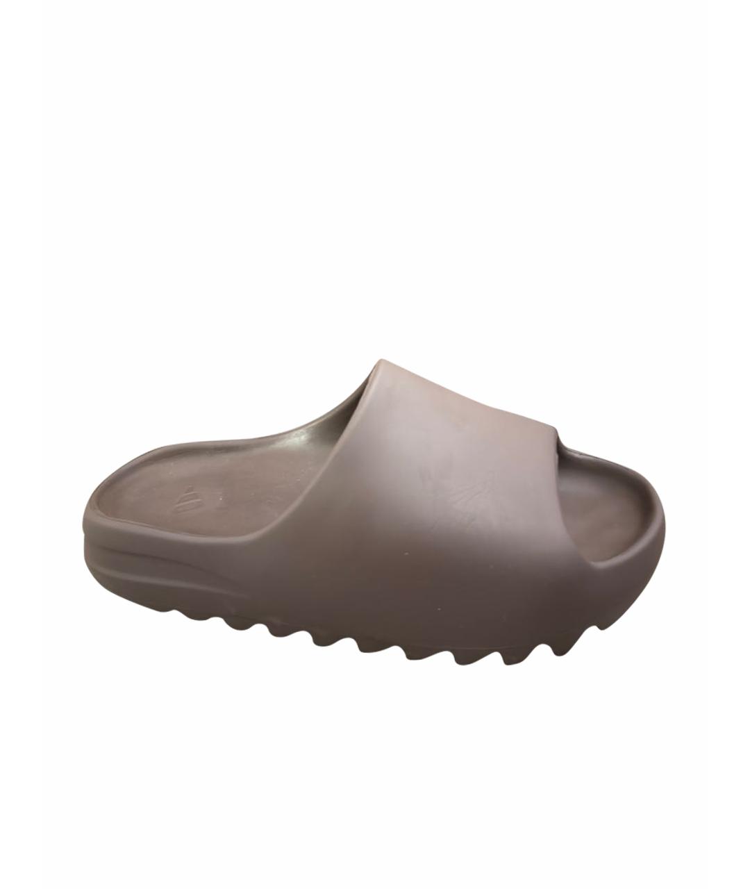 ADIDAS YEEZY Коричневые резиновые шлепанцы, фото 1