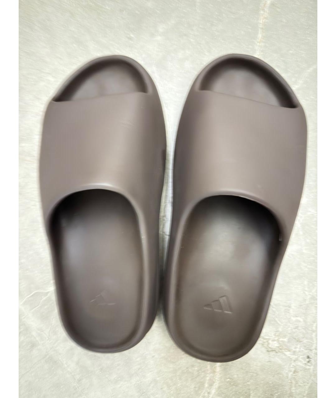 ADIDAS YEEZY Коричневые резиновые шлепанцы, фото 3