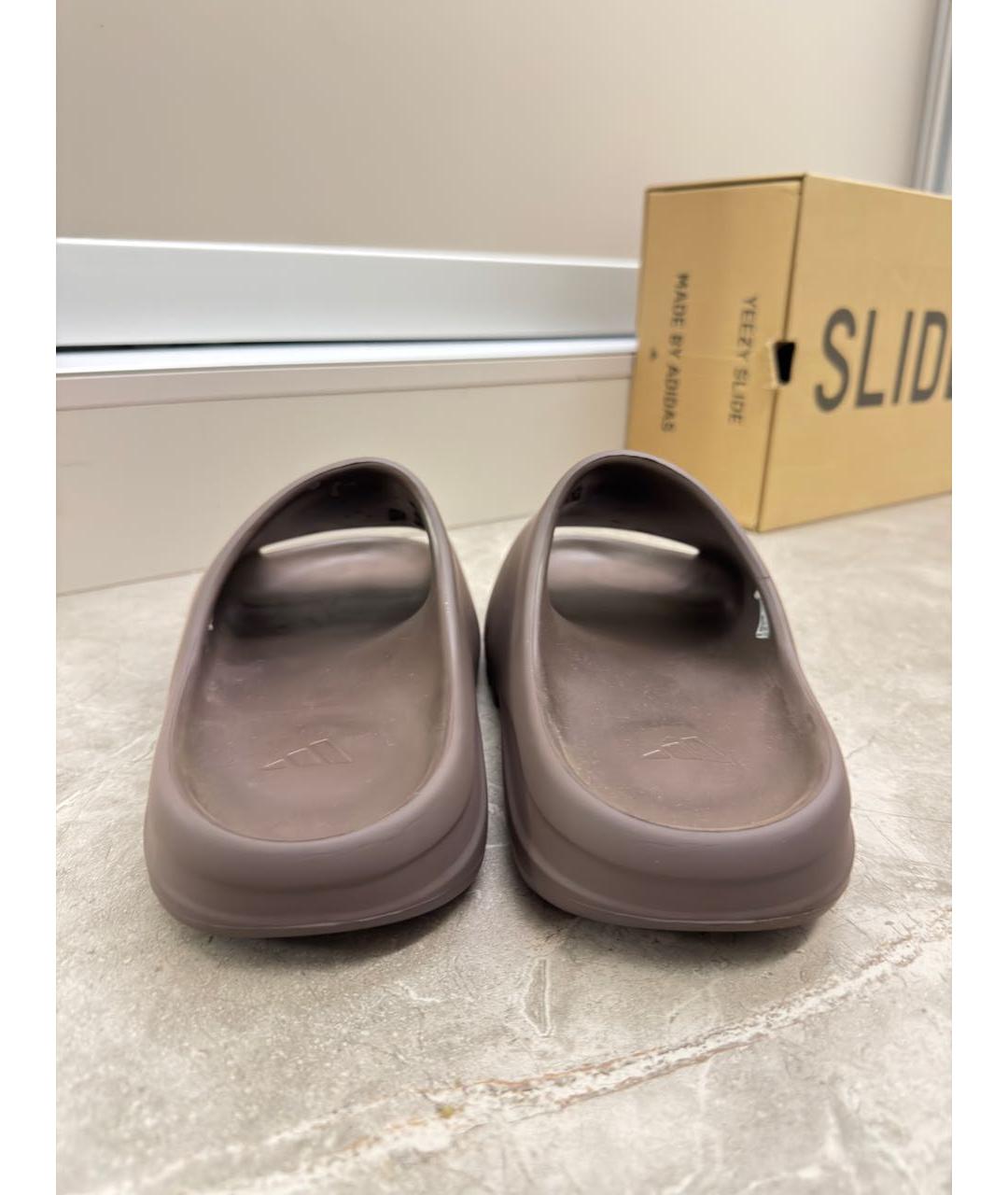 ADIDAS YEEZY Коричневые резиновые шлепанцы, фото 4