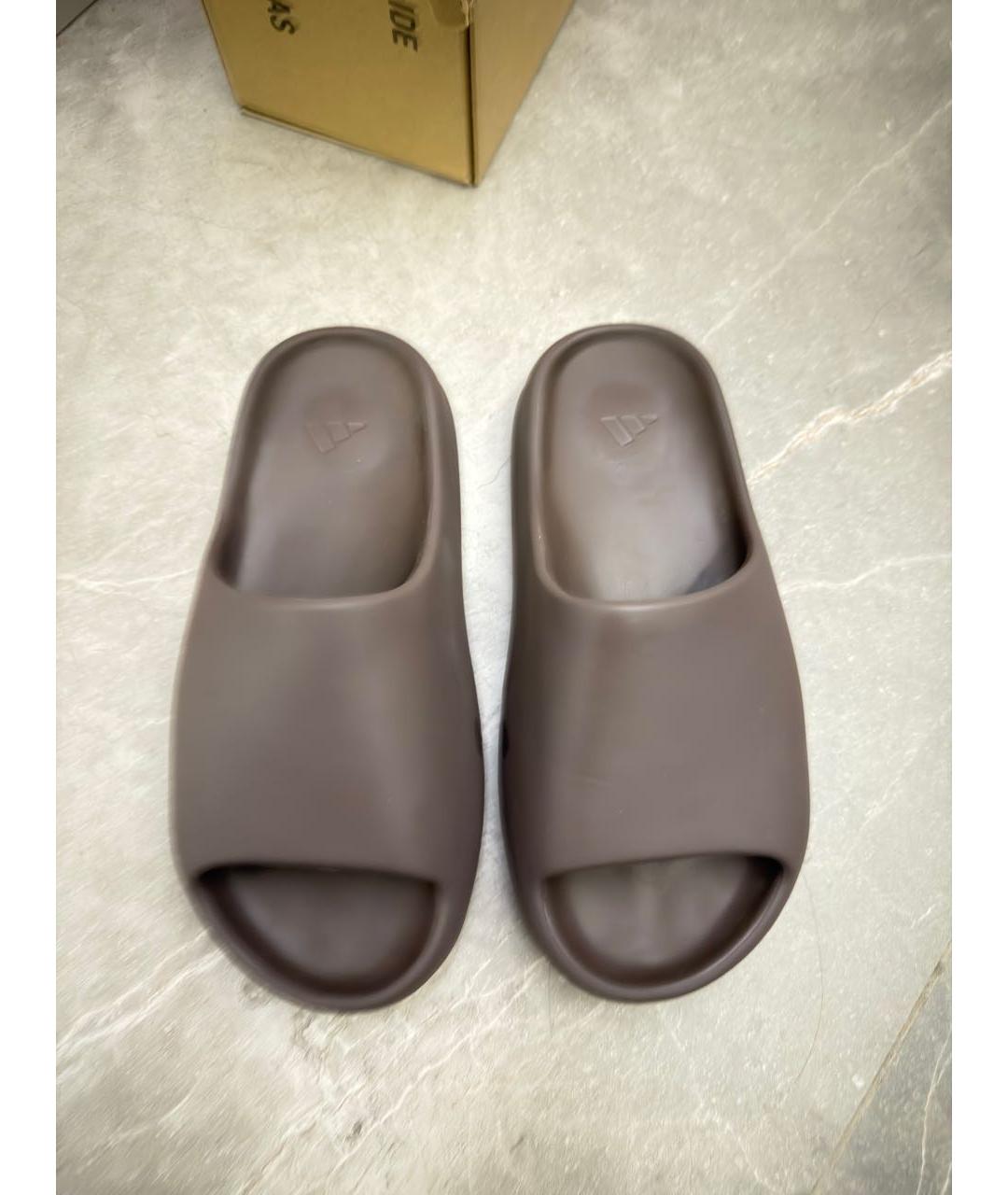 ADIDAS YEEZY Коричневые резиновые шлепанцы, фото 2