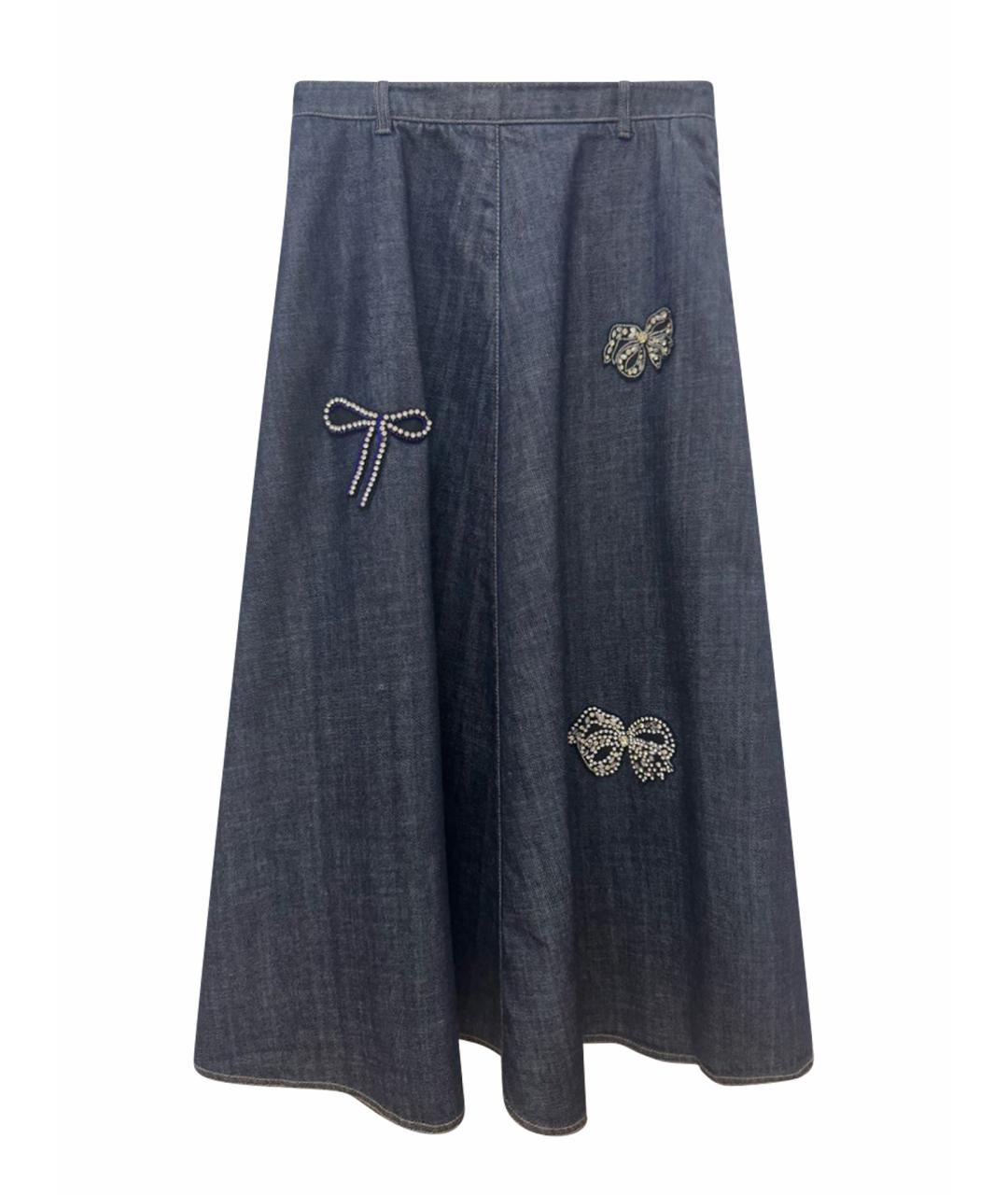 WEEKEND MAX MARA Темно-синяя хлопковая юбка макси, фото 1