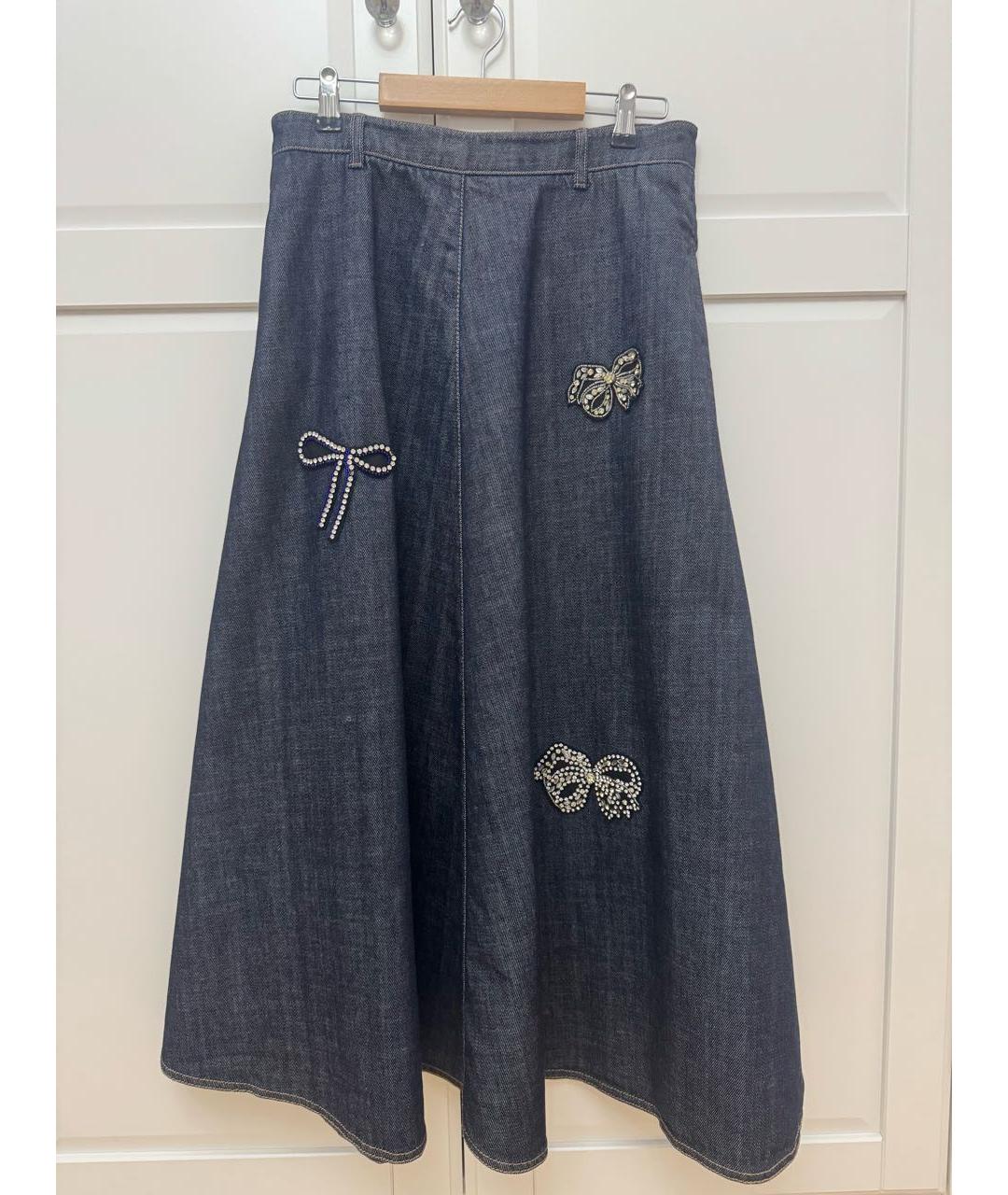 WEEKEND MAX MARA Темно-синяя хлопковая юбка макси, фото 7