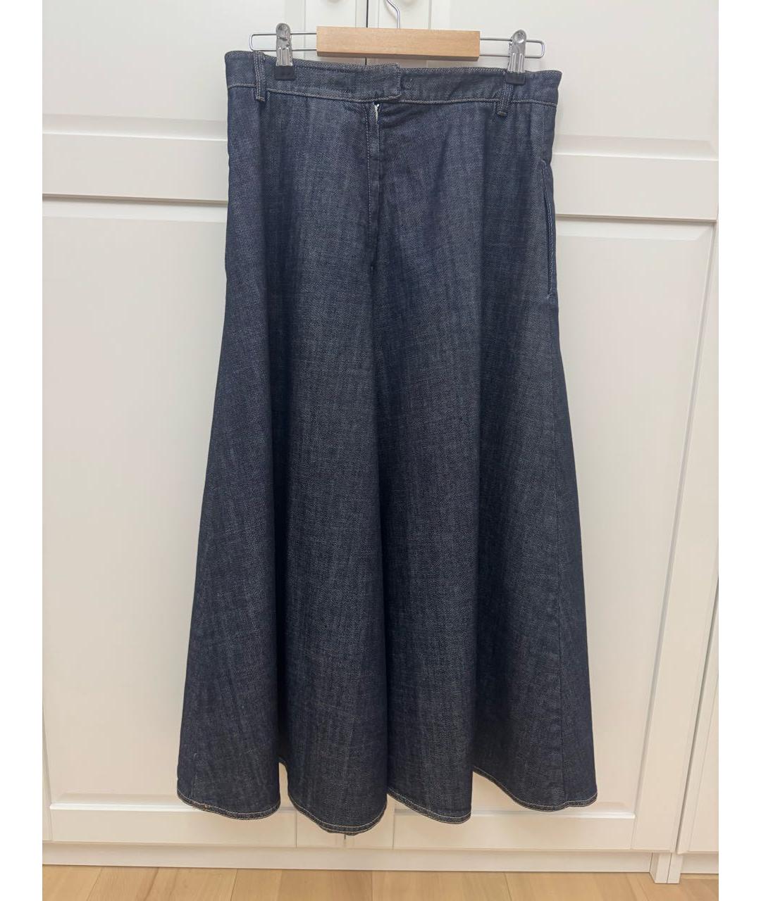 WEEKEND MAX MARA Темно-синяя хлопковая юбка макси, фото 2