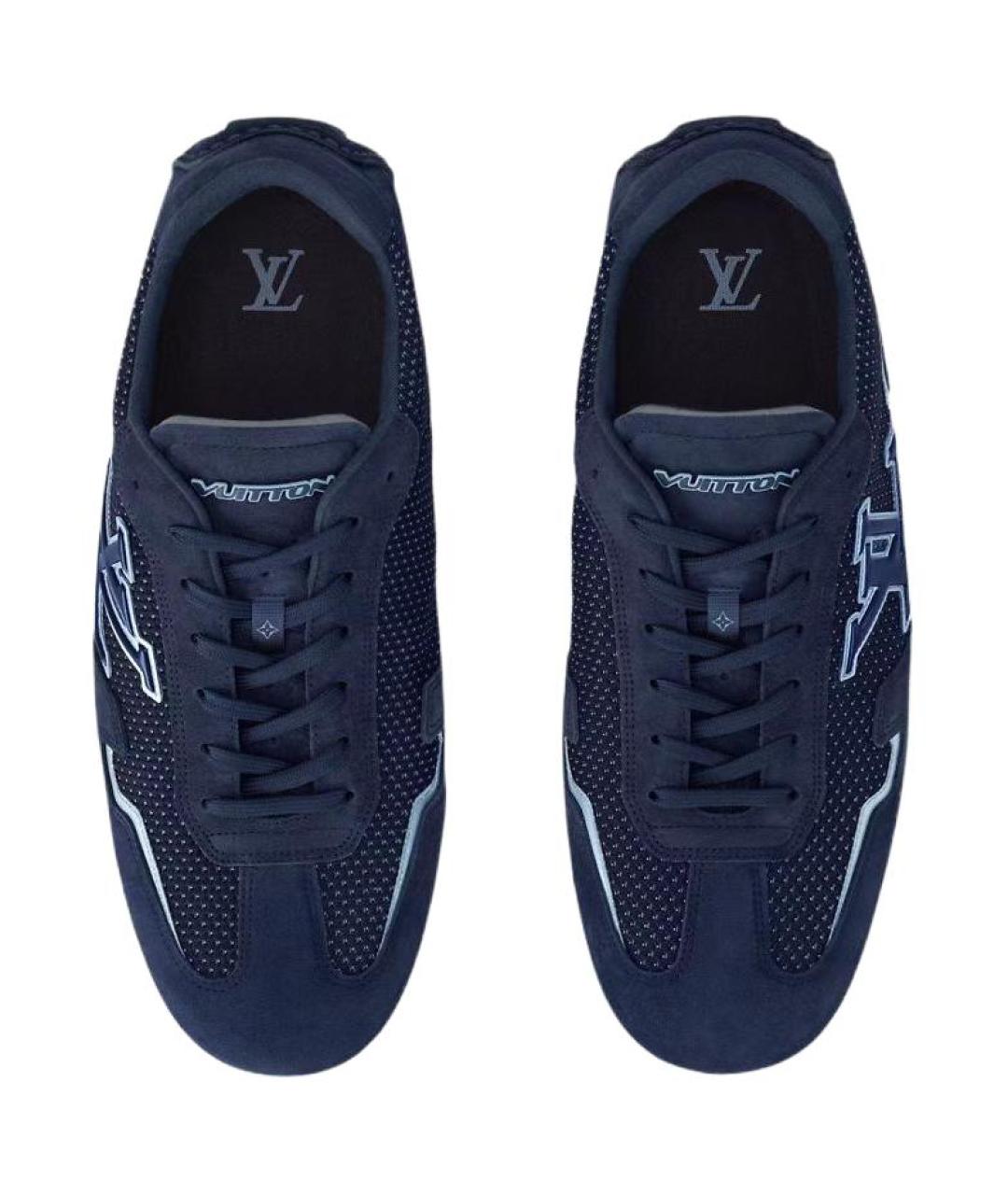 LOUIS VUITTON Синие кожаные низкие кроссовки / кеды, фото 4