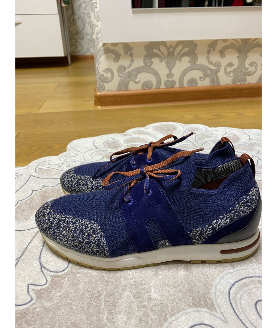 LORO PIANA Синие текстильные кроссовки, фото 6
