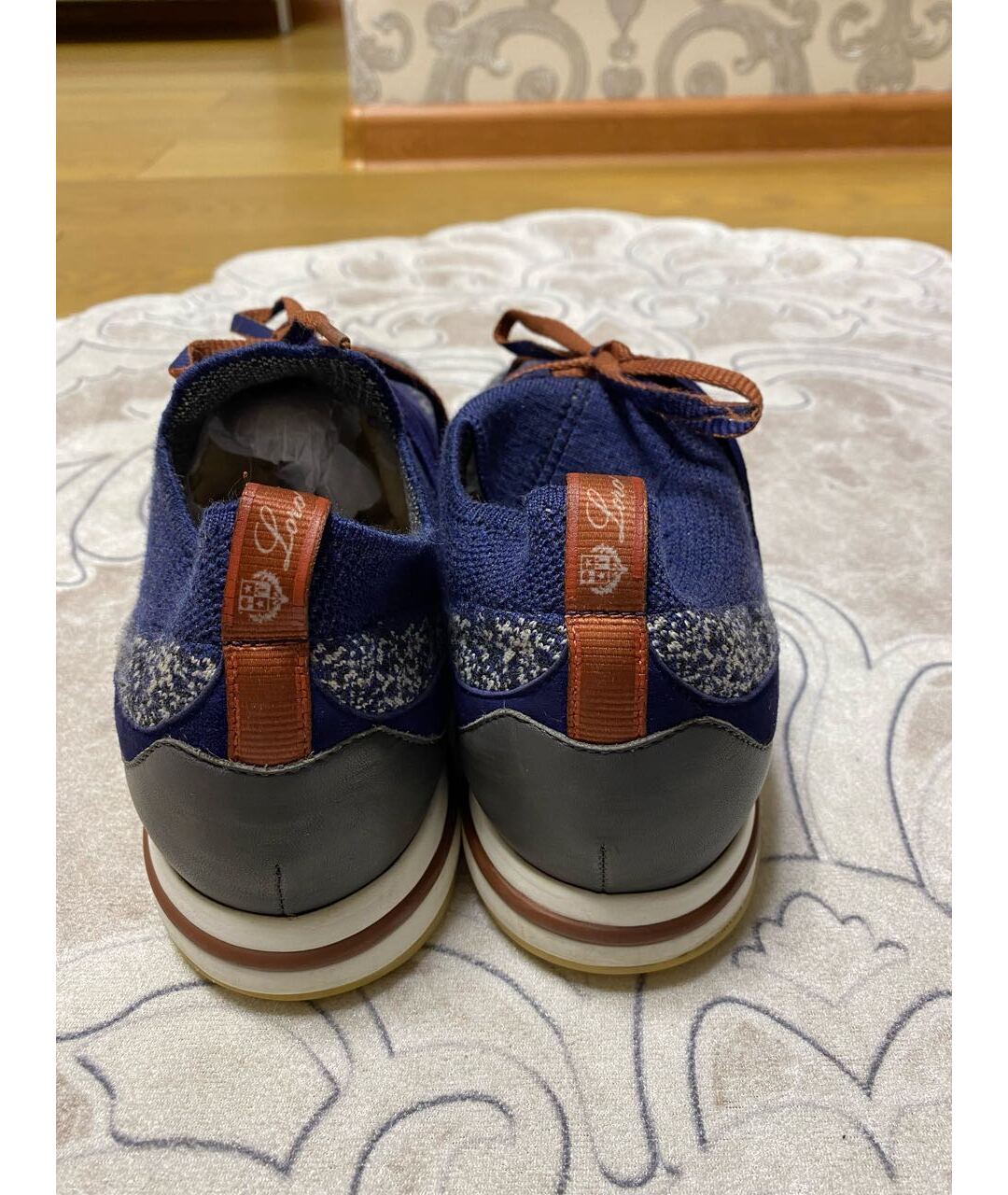 LORO PIANA Синие текстильные кроссовки, фото 4