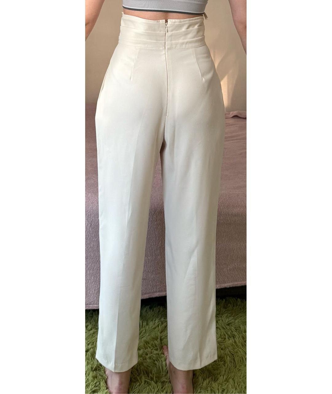 ELISABETTA FRANCHI Бежевые полиэстеровые прямые брюки, фото 2