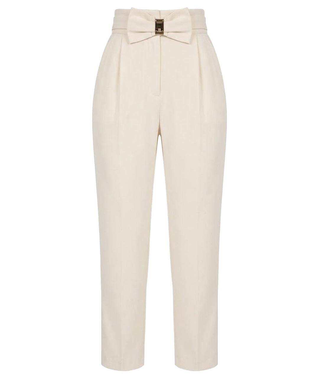 ELISABETTA FRANCHI Бежевые полиэстеровые прямые брюки, фото 1