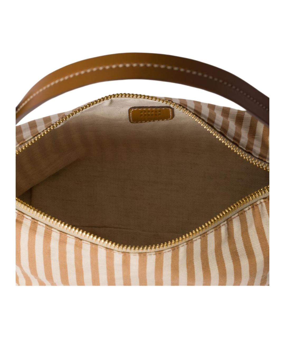 MIU MIU Бежевая хлопковая сумка через плечо, фото 4