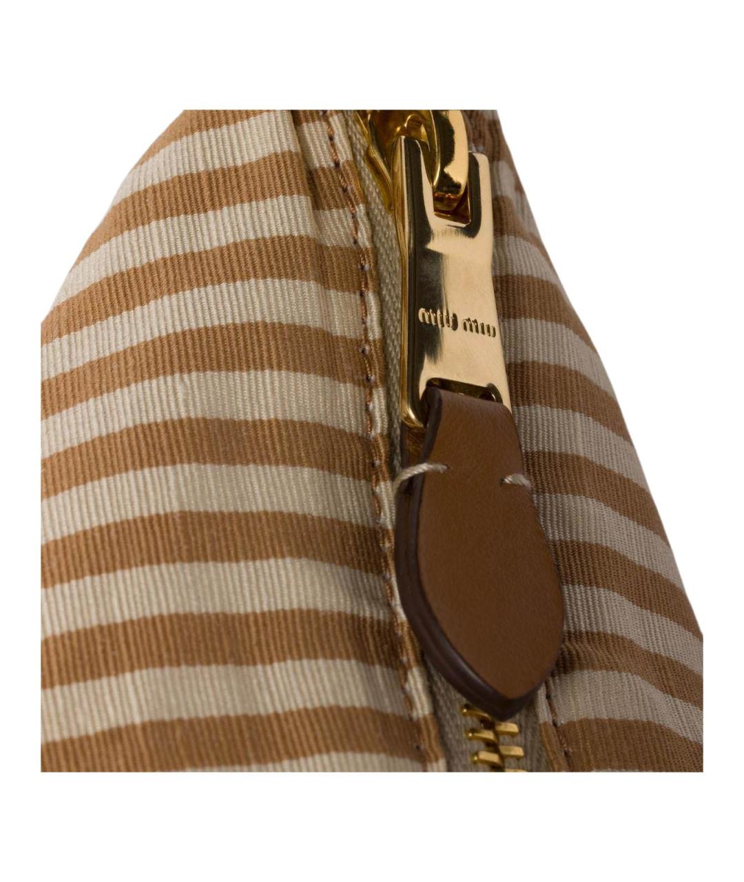 MIU MIU Бежевая хлопковая сумка через плечо, фото 5