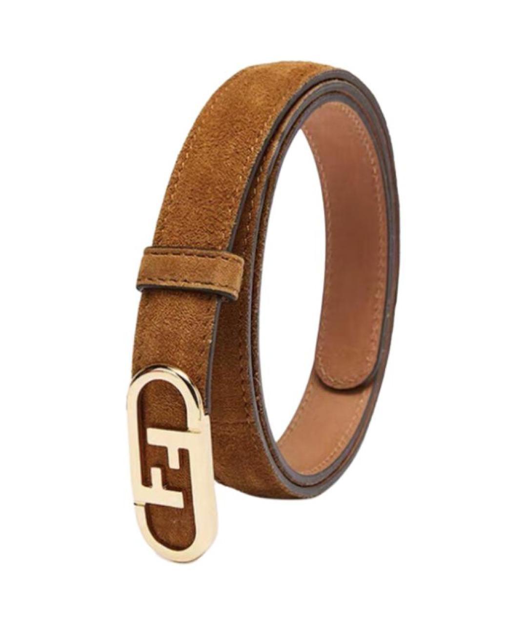 FENDI Коричневый кожаный ремень, фото 2