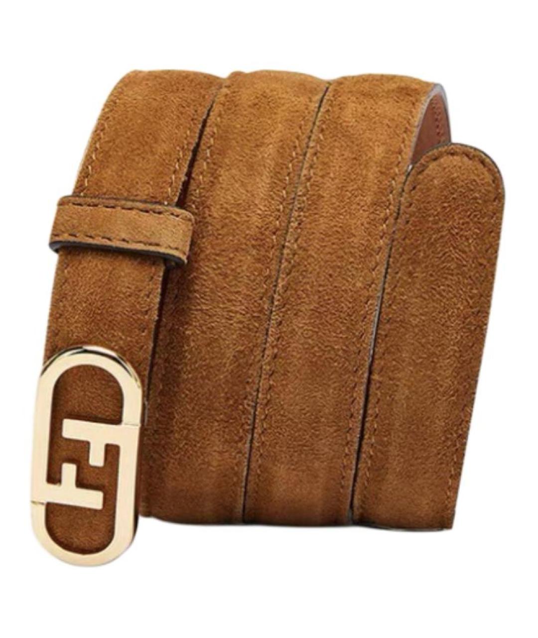 FENDI Коричневый кожаный ремень, фото 3