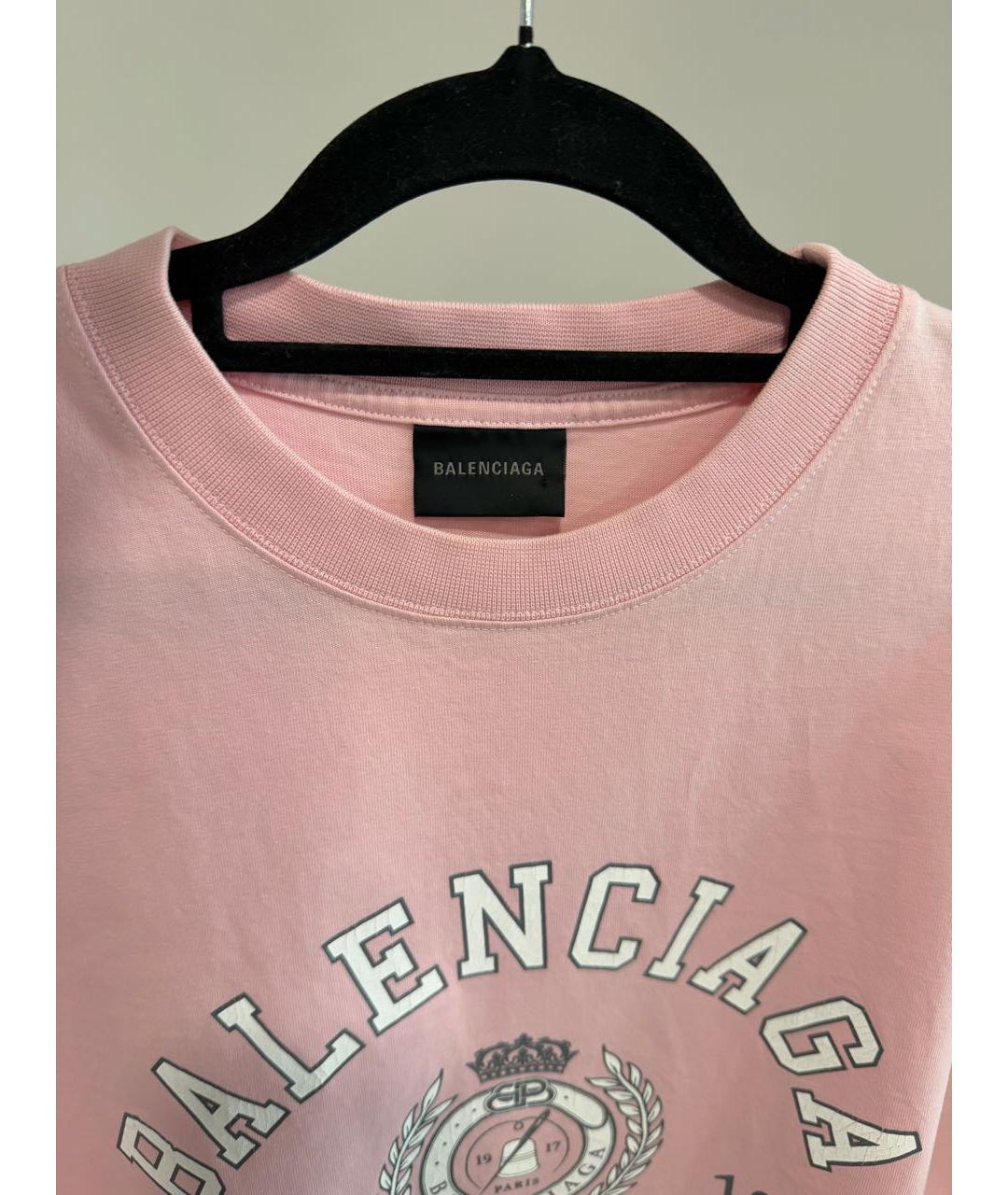 BALENCIAGA Розовая хлопковая футболка, фото 3