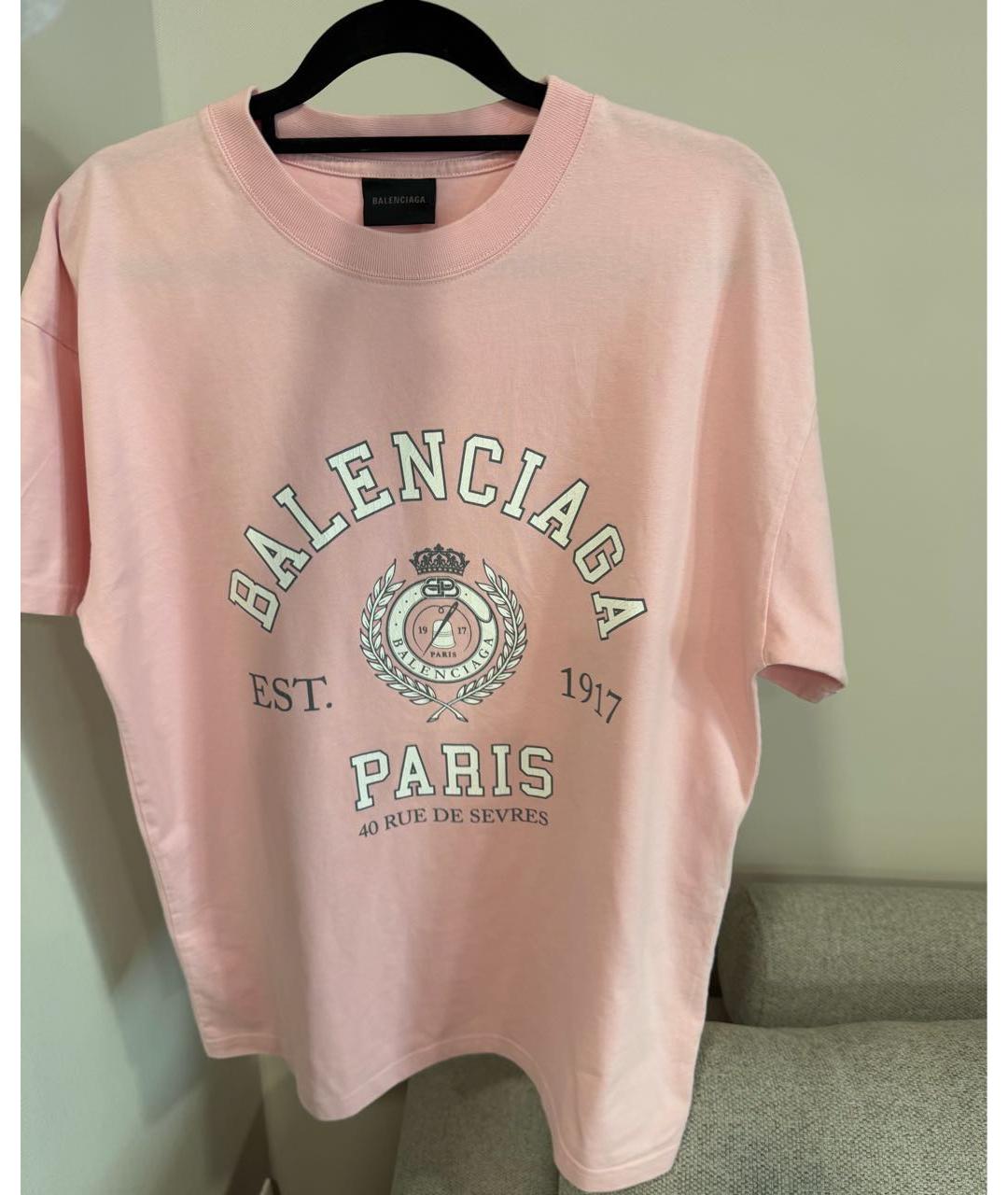 BALENCIAGA Розовая хлопковая футболка, фото 5