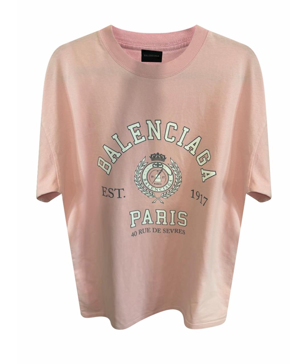 BALENCIAGA Розовая хлопковая футболка, фото 1