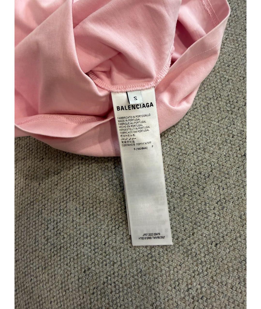 BALENCIAGA Розовая хлопковая футболка, фото 4
