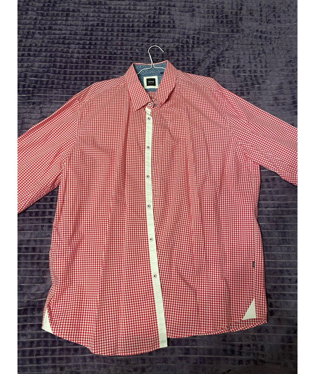 HUGO BOSS Красная хлопковая кэжуал рубашка, фото 5