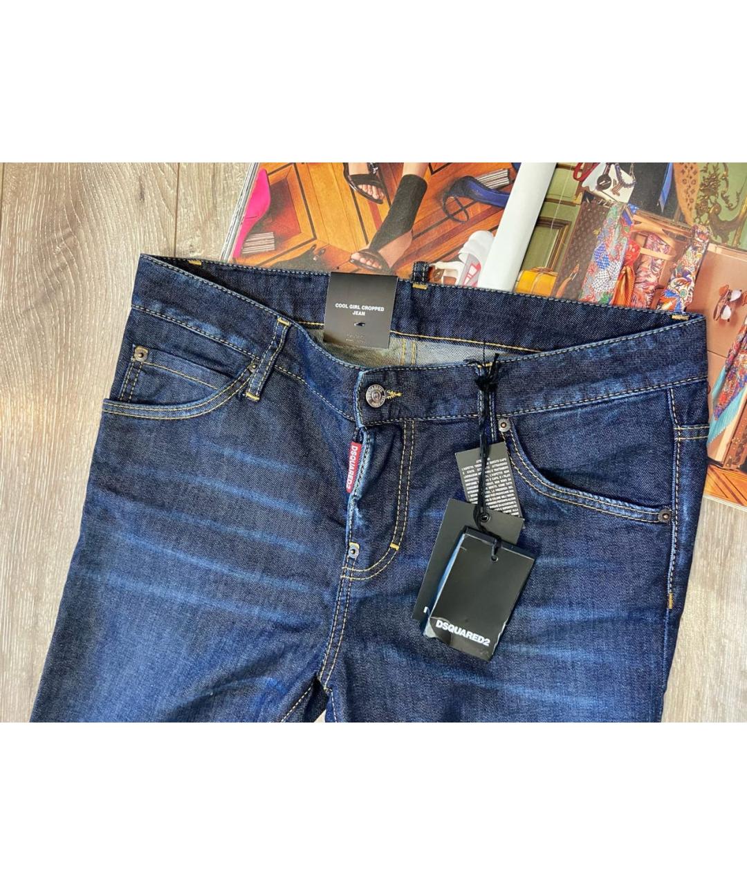 DSQUARED2 Темно-синие хлопковые прямые джинсы, фото 6