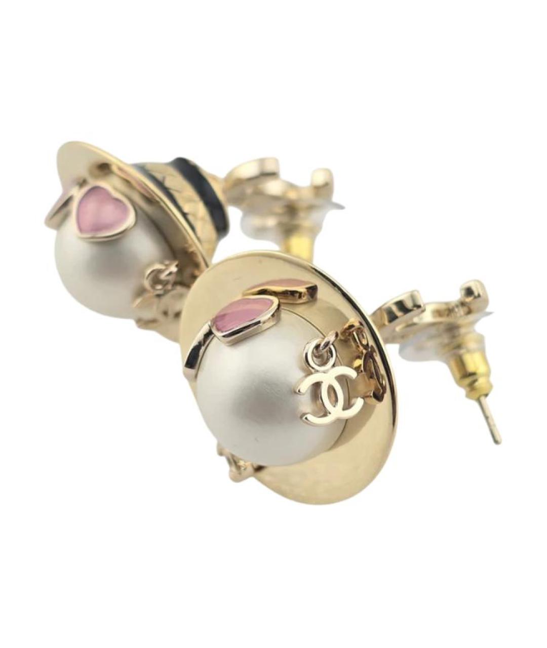 CHANEL Розовые металлические серьги, фото 3