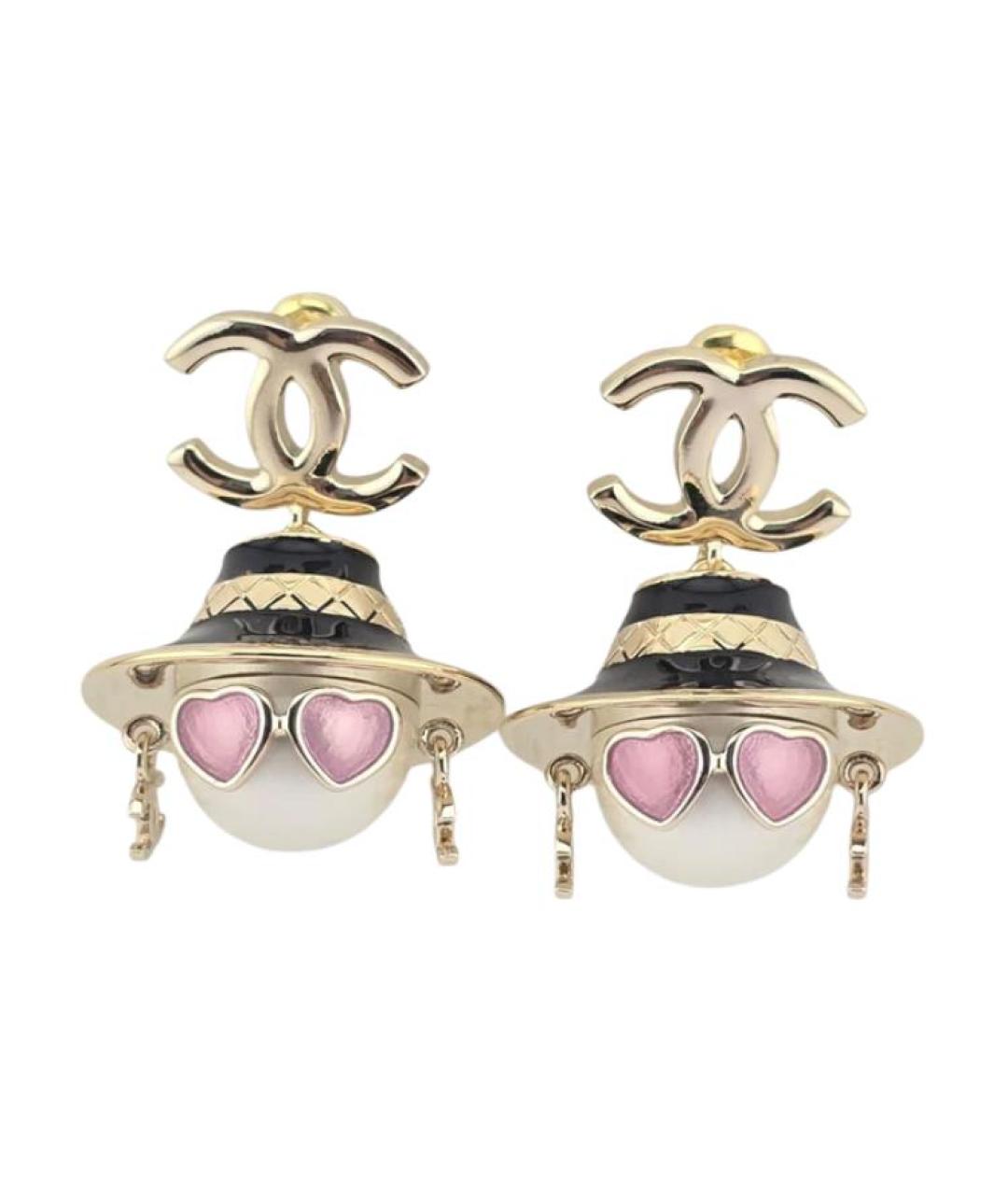CHANEL Розовые металлические серьги, фото 1