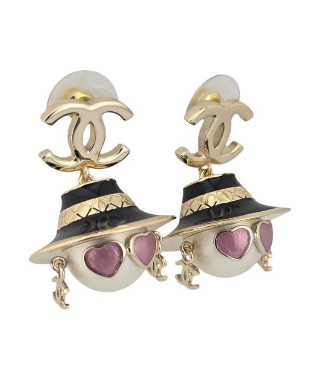 CHANEL Розовые металлические серьги, фото 2