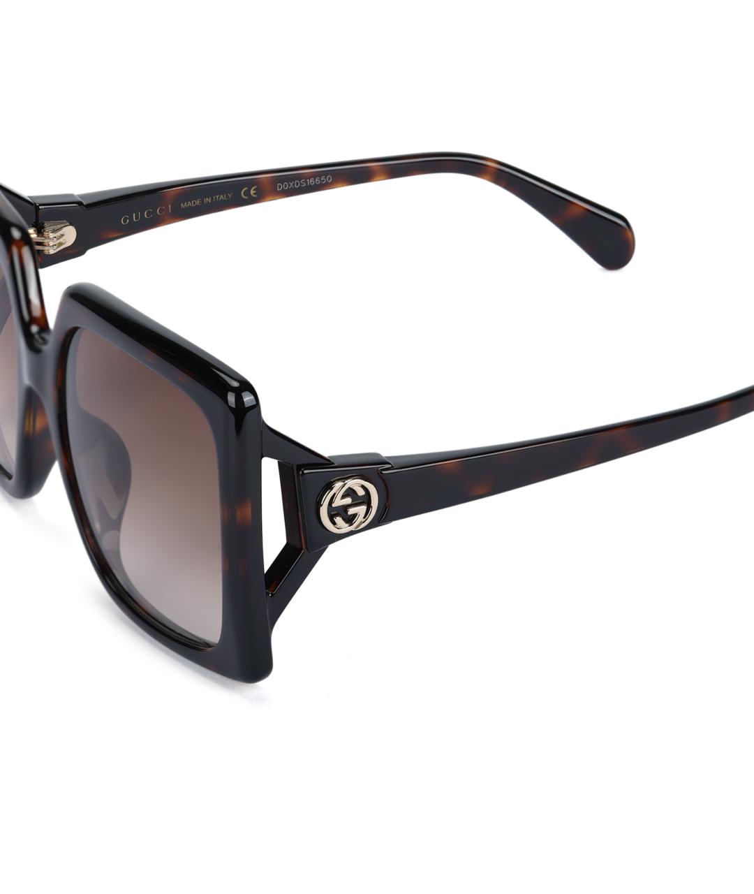 GUCCI Коричневые металлические солнцезащитные очки, фото 4