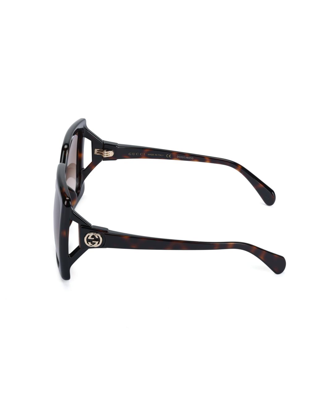 GUCCI Коричневые металлические солнцезащитные очки, фото 3