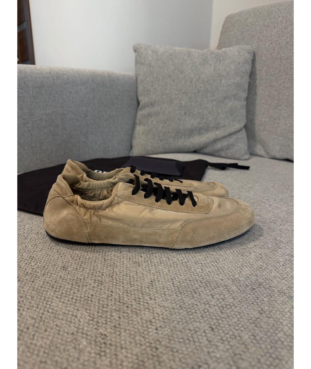 PRADA Бежевые замшевые кеды, фото 7