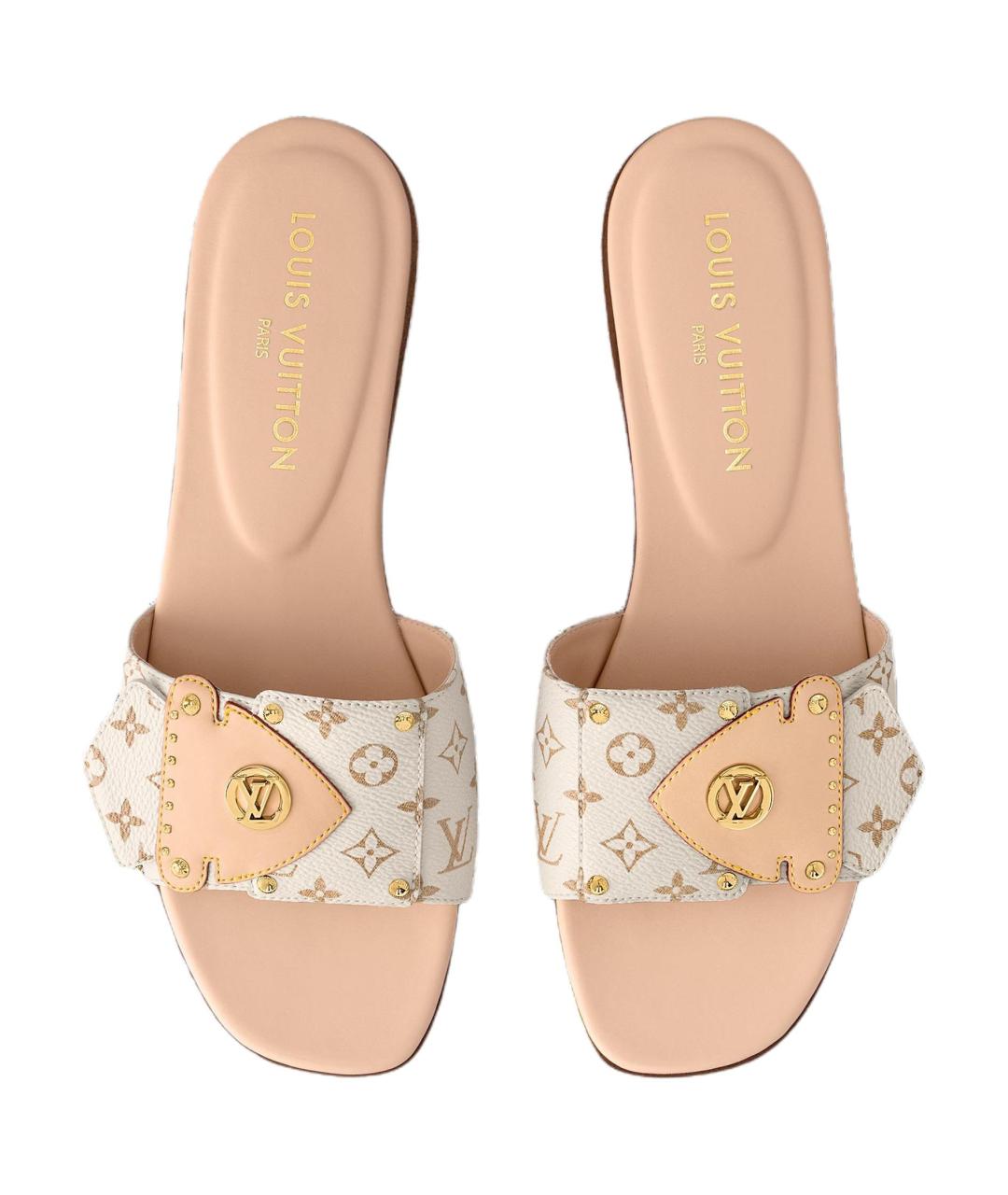 LOUIS VUITTON Бежевые шлепанцы, фото 5