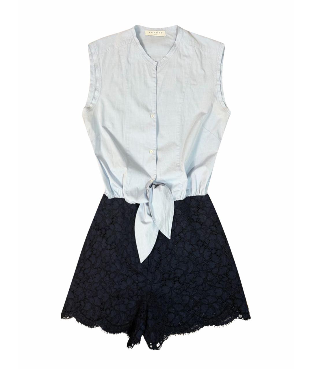 SANDRO Голубой хлопковый комбинезон, фото 1