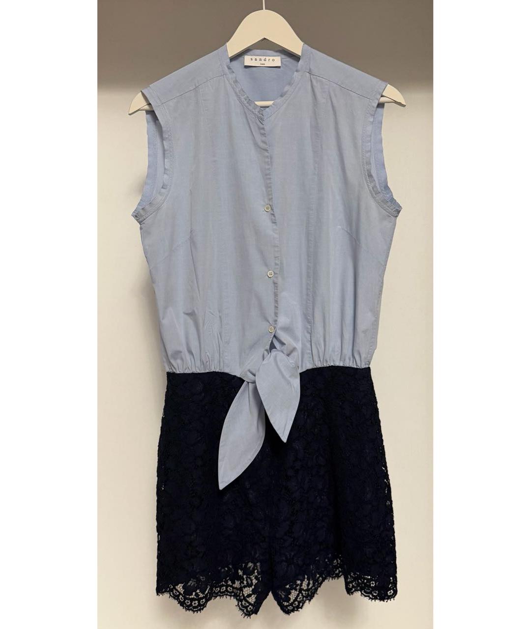SANDRO Голубой хлопковый комбинезон, фото 2
