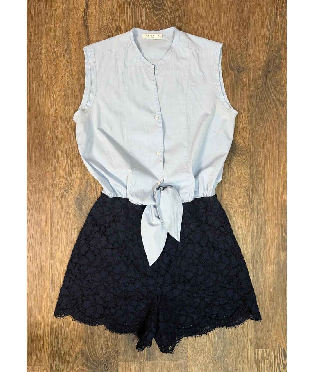 SANDRO Голубой хлопковый комбинезон, фото 6