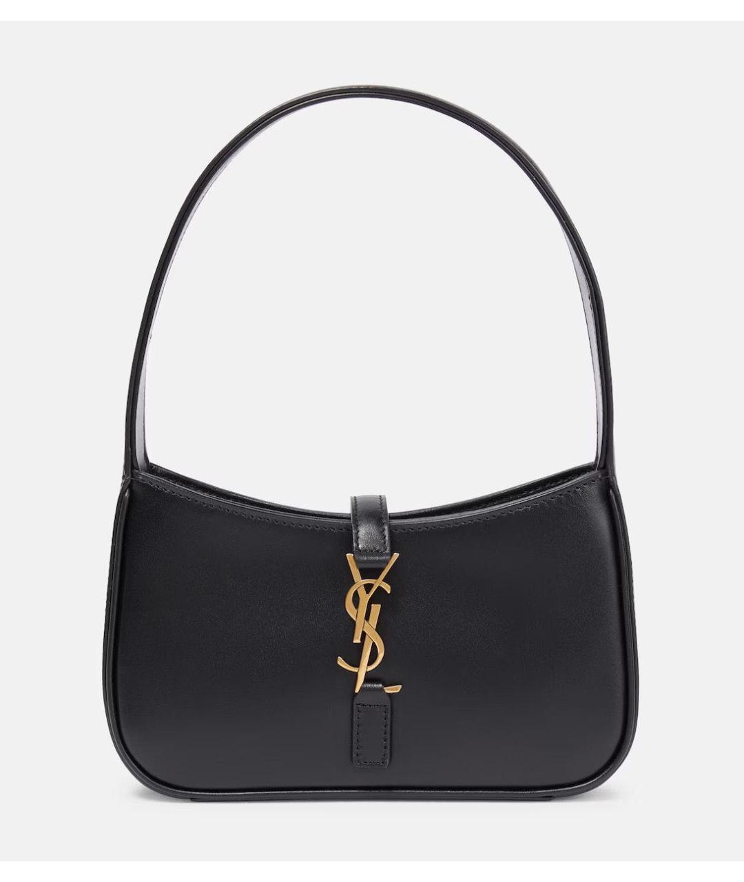 SAINT LAURENT Черная кожаная сумка с короткими ручками, фото 5